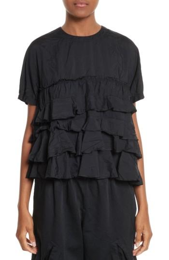 Women's Comme Des Garcons Ruffle Tier Blouse - Black