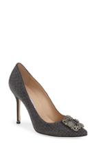 Women's Manolo Blahnik 'hangisi' Jeweled Pump .5us / 40.5eu - Black