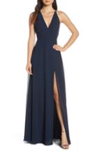Women's Jenny Yoo Bryce Surplice V-neck Chiffon Evening Dress - Blue