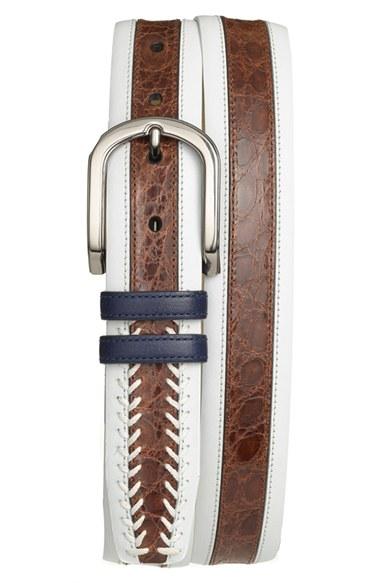 Men's Mezlan 'lipari' Nappa & Genuine Crocodile Leather Belt