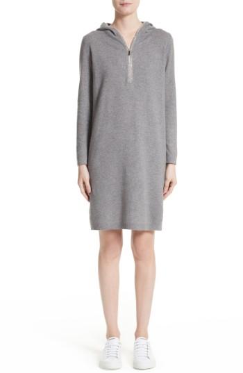 Women's Fabiana Filippi Wool, Silk & Cashmere Hooded Dress Us / 42 It - Grey