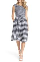 Women's Adrianna Papell Gingham Tie Front Midi Dress - Black