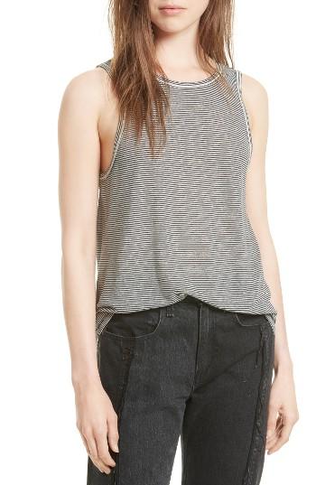 Women's Rag & Bone/jean Ryder Stripe Linen Blend Tank, Size - White