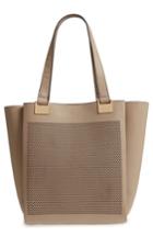 Vince Camuto Beatt Perforated Leather Tote - Beige