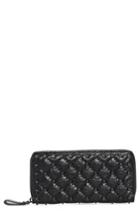Women's Valentino Garavani Rockstud Spike Matelasse Leather Continental Wallet - Black
