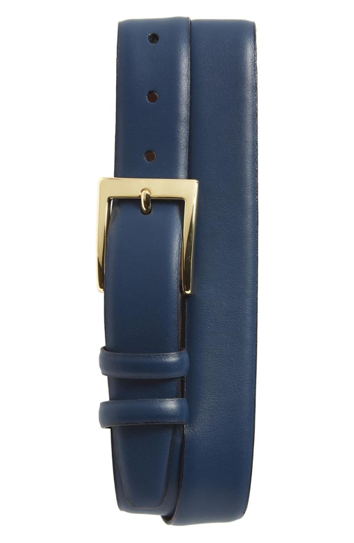 Men's Torino Belts Double Buckle Leather Belt - Navy
