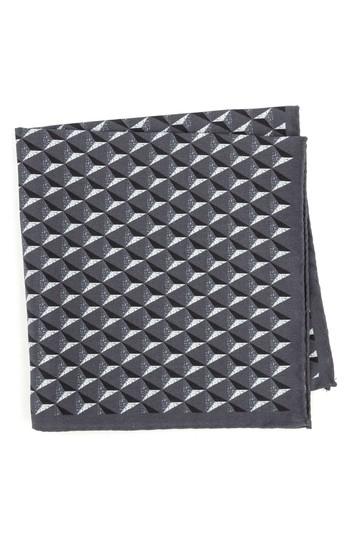 Men's Ted Baker London Geometric Silk Pocket Square, Size - Grey
