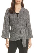 Women's Eileen Fisher Cotton Tweed Kimono Jacket - Black