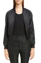 Women's Saint Laurent Teddy Beaded Logo Bomber Jacket Us / 36 Fr - Black