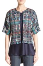 Women's St. John Collection Dara Fringe Knit Jacket - Blue
