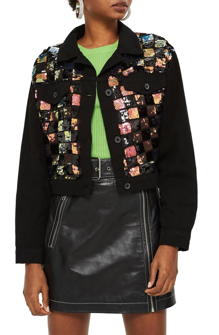 Women's Topshop Barry Sequin Shirt Jacket