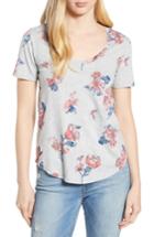 Women's Lucky Brand Allover Roses T-shirt - Grey