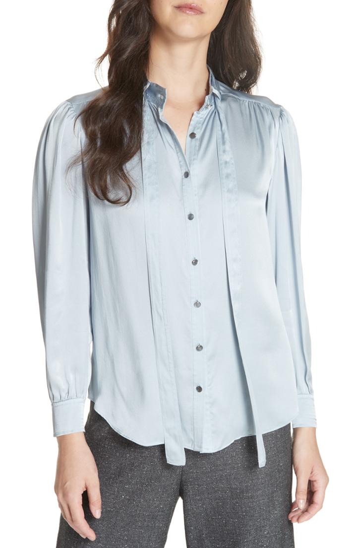 Women's 1.state Paisley Petals Ruffle Slit Sleeve Top, Size - White