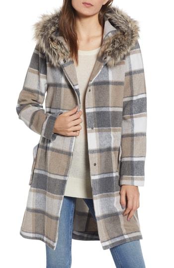 Women's Bb Dakota You Oughta Know Plaid Coat - Beige