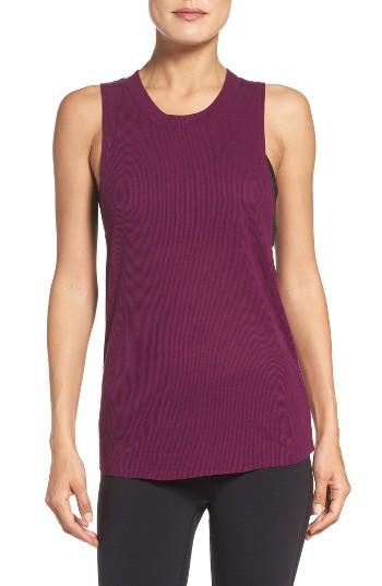 Women's Alo 'heat Wave' Ribbed Muscle Tee - Purple