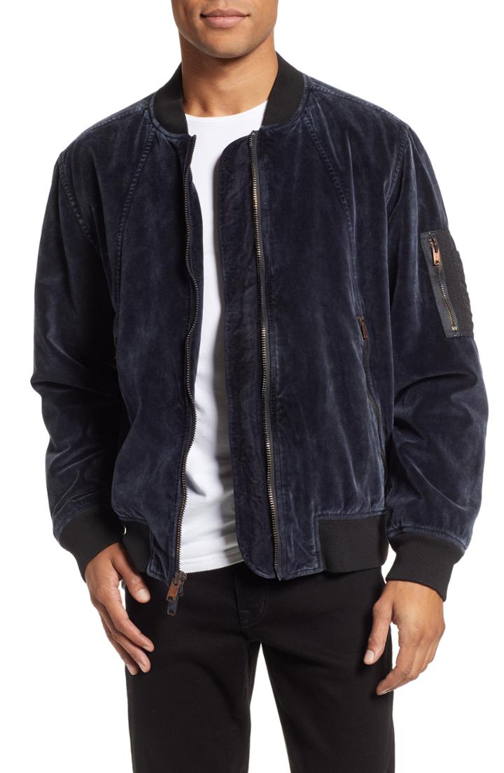 Men's Hudson Cotton Velveteen Bomber Jacket - Grey