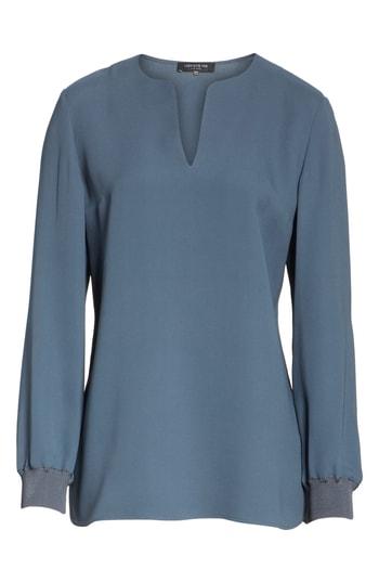 Women's Lafayette 148 New York Roxy Silk Blouse - Blue