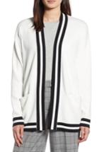 Women's Halogen Varsity Knit Cardigan - Ivory