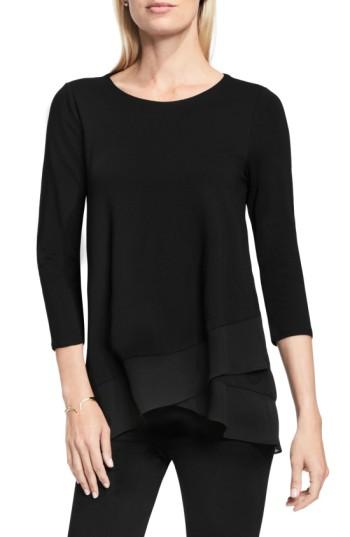 Women's Vince Camuto Asymmetrical Chiffon Hem Top, Size - Black