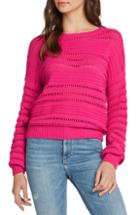 Women's Willow & Clay Open Weave Stripe Sweater - Pink
