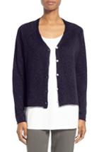 Women's Eileen Fisher Slubbed Organic Linen & Cotton Cardigan - Blue