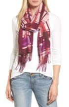 Women's Nordstrom Handicraft Plaid Tissue Weight Wool & Cashmere Scarf, Size - Burgundy