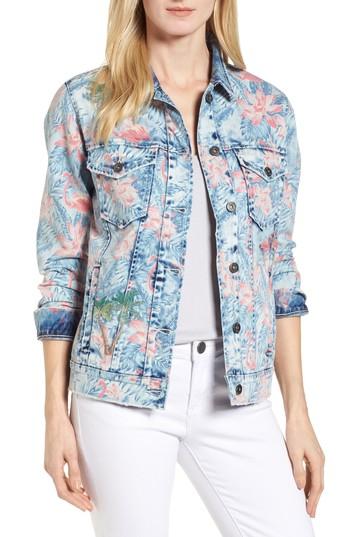Women's Billy T Embroidered Floral Denim Jacket - Blue