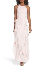 Women's Eliza J Embellished Ruffle Chiffon Gown - Pink
