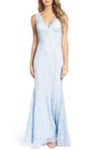 Women's Morgan & Co. Glitter Lace Gown /12 - Blue