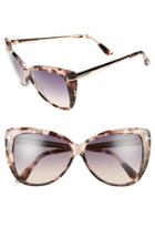 Women's Tom Ford Reveka 59mm Gradient Cat Eye Sunglasess - Pink Havana/ Rose Gold/ Smoke