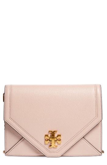 Tory Burch Kira Leather Envelope Clutch - Beige