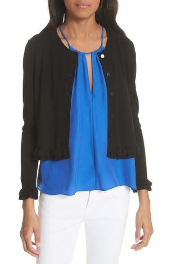 Women's Milly Ruffle Trim Cardigan, Size - Black
