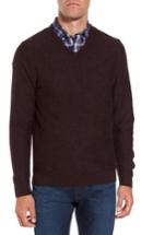 Men's Nordstrom Men's Shop Cotton & Cashmere V-neck Sweater, Size - Burgundy