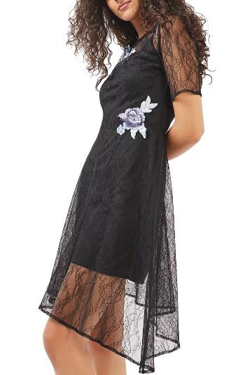 Women's Topshop Floral Embroidered Lace Dress