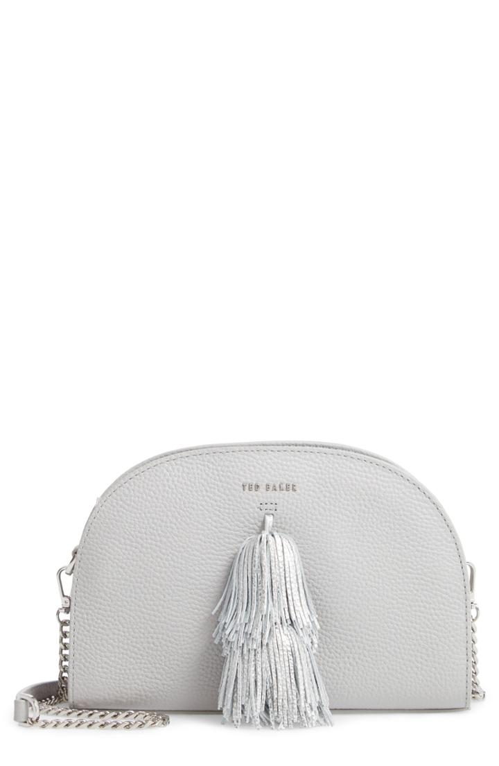 Ted Baker London Pom Leather Crossbody Bag - Grey