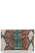 Brahmin Snake Embossed Leather Envelope Clutch - Blue/green
