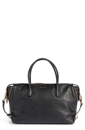Miu Miu Medium Madras Zip Leather Satchel -