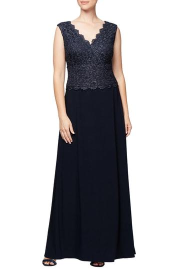 Women's Alex Evenings Embroidered A-line Gown