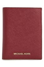 Michael Michael Kors 'jet Set' Leather Passport Wallet - Red