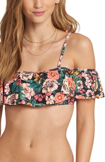 Women's Billabong Grow Wild Ruffle Cold Shoulder Bikini Top - Pink