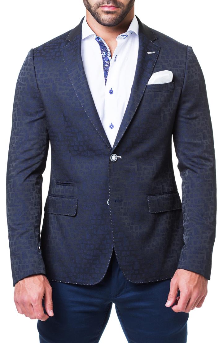 Men's Maceoo Socrate Window Jacquard Blazer (4xl) - Blue