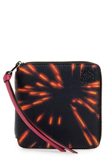 Men's Loewe Fireworks Print Calfskin Leather Zip Wallet - Black
