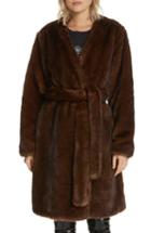 Women's Frame Faux Mink Fur Robe Coat