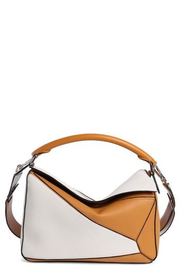 Loewe Puzzle Colorblock Calfskin Leather Bag - White
