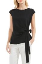 Petite Women's Vince Camuto Side Tie Mixed Media Blouse P - Black