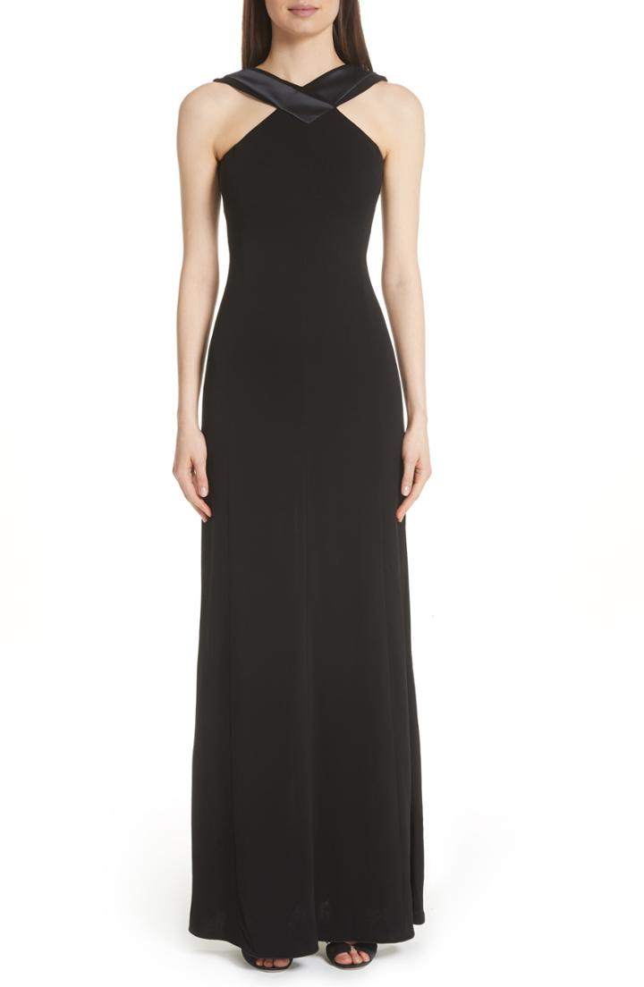 Women's Emporio Armani Satin Neck Gown Us / 52 It - Black