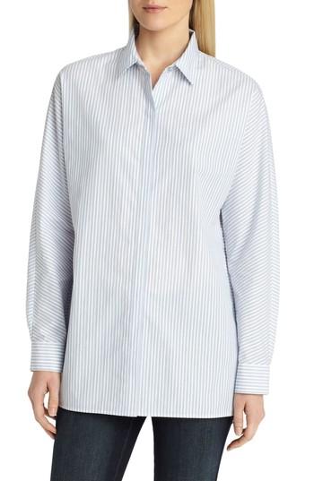 Women's Lafayette 148 New York Alyssa Metallic Stripe Blouse, Size - Purple