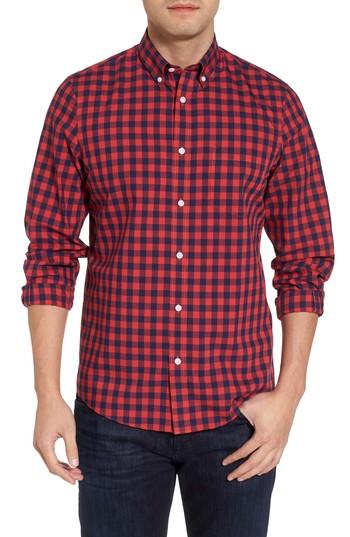Men's Nordstrom Men's Shop Regular Fit Gingham Sport Shirt, Size - Blue