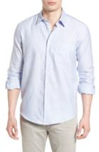 Men's Vilebrequin Stripe Linen Blend Sport Shirt - Blue