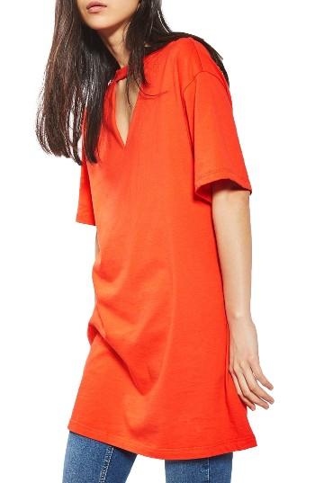 Women's Topshop Cutout Boyfriend Tunic Us (fits Like 0) - Red